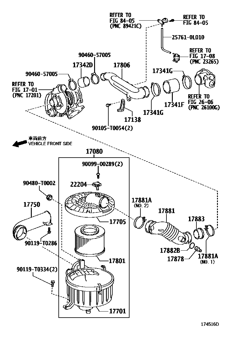 Toyota HILUX Air Cleaner EPC diagram — 174516D