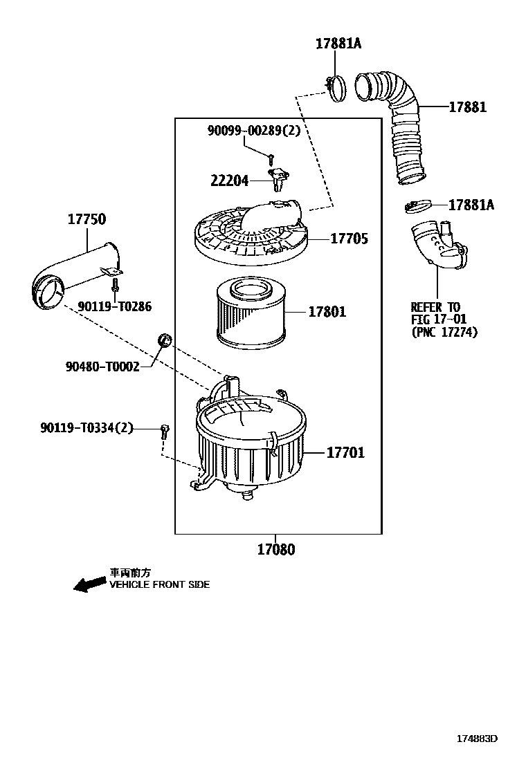 Toyota HILUX Air Cleaner EPC diagram — 174883D