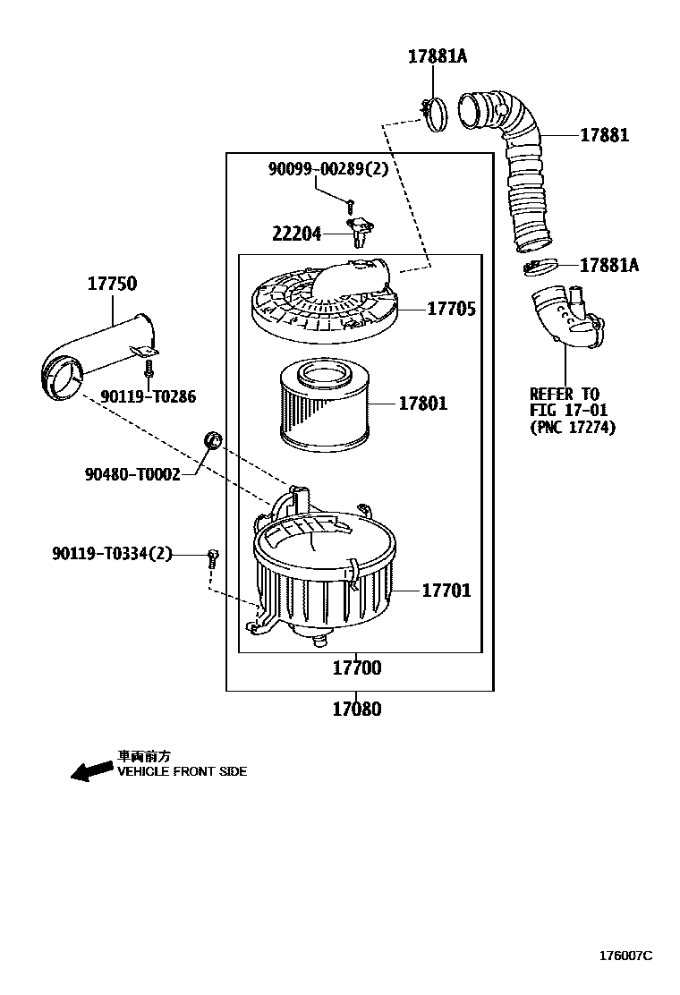 Toyota HILUX Air Cleaner EPC diagram — 176007C