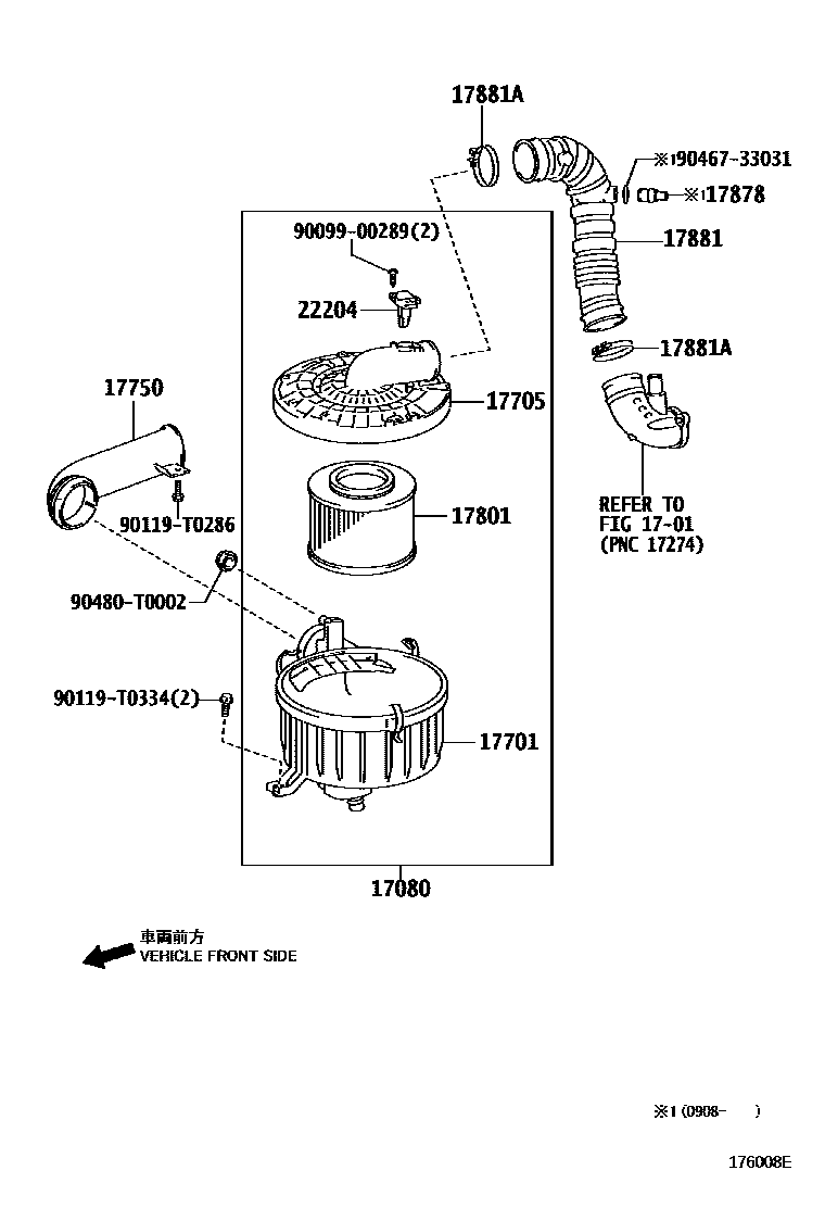 Toyota HILUX Air Cleaner EPC diagram — 176008E