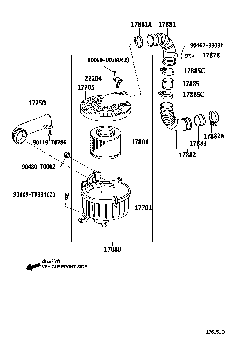 Toyota HILUX Air Cleaner EPC diagram — 176151D