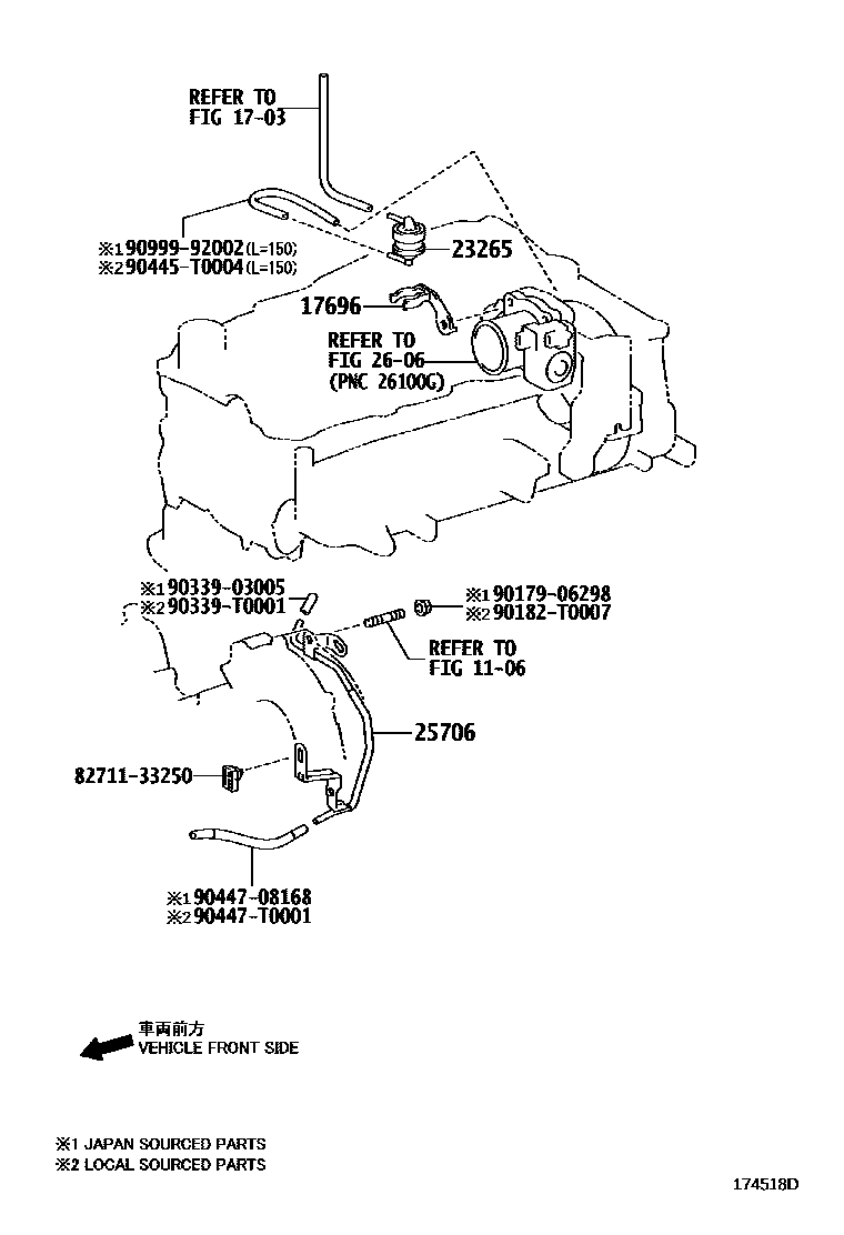 Toyota HILUX vacuum tube EPC diagram — 174518D