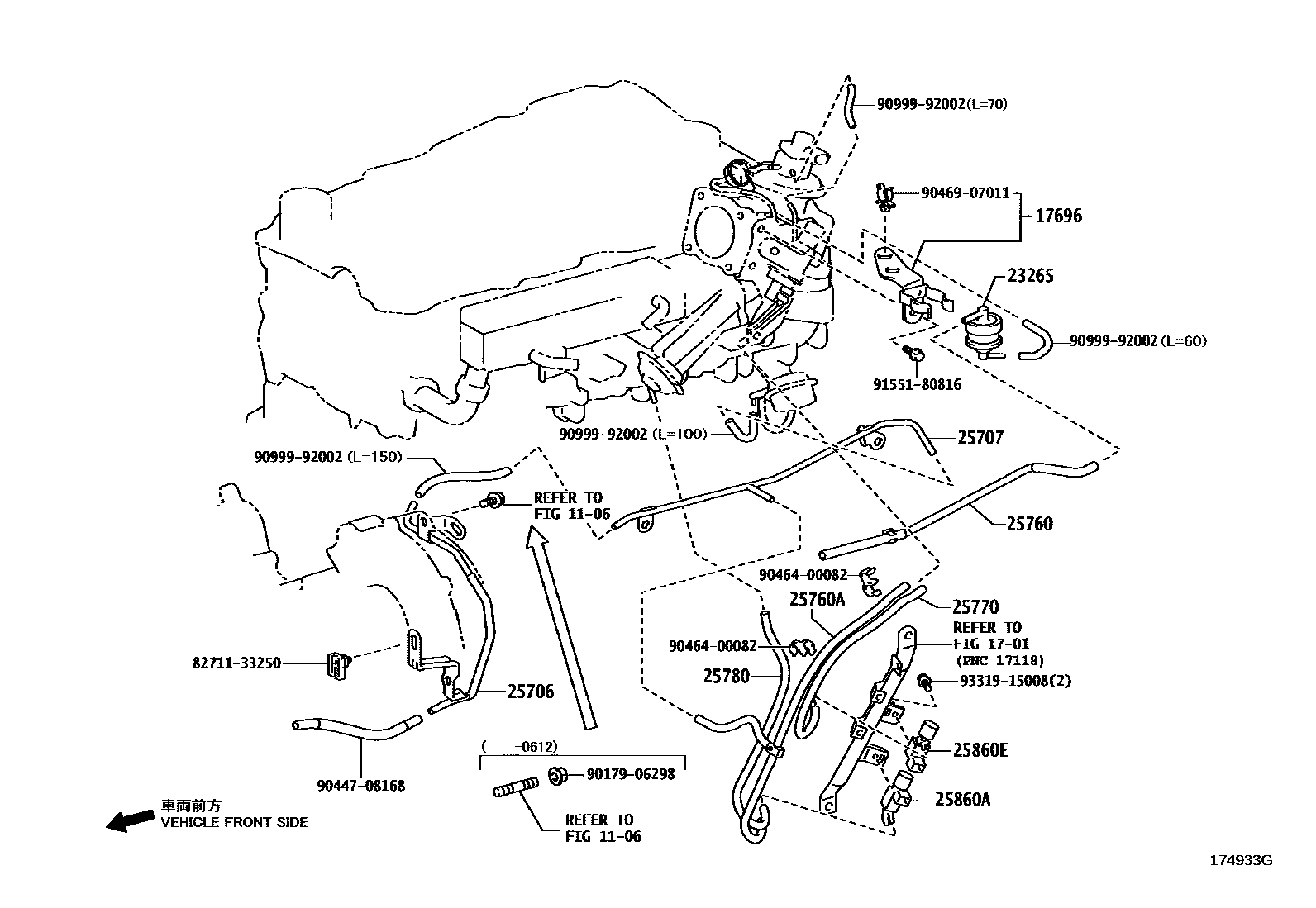 Toyota HILUX vacuum tube EPC diagram — 174933G