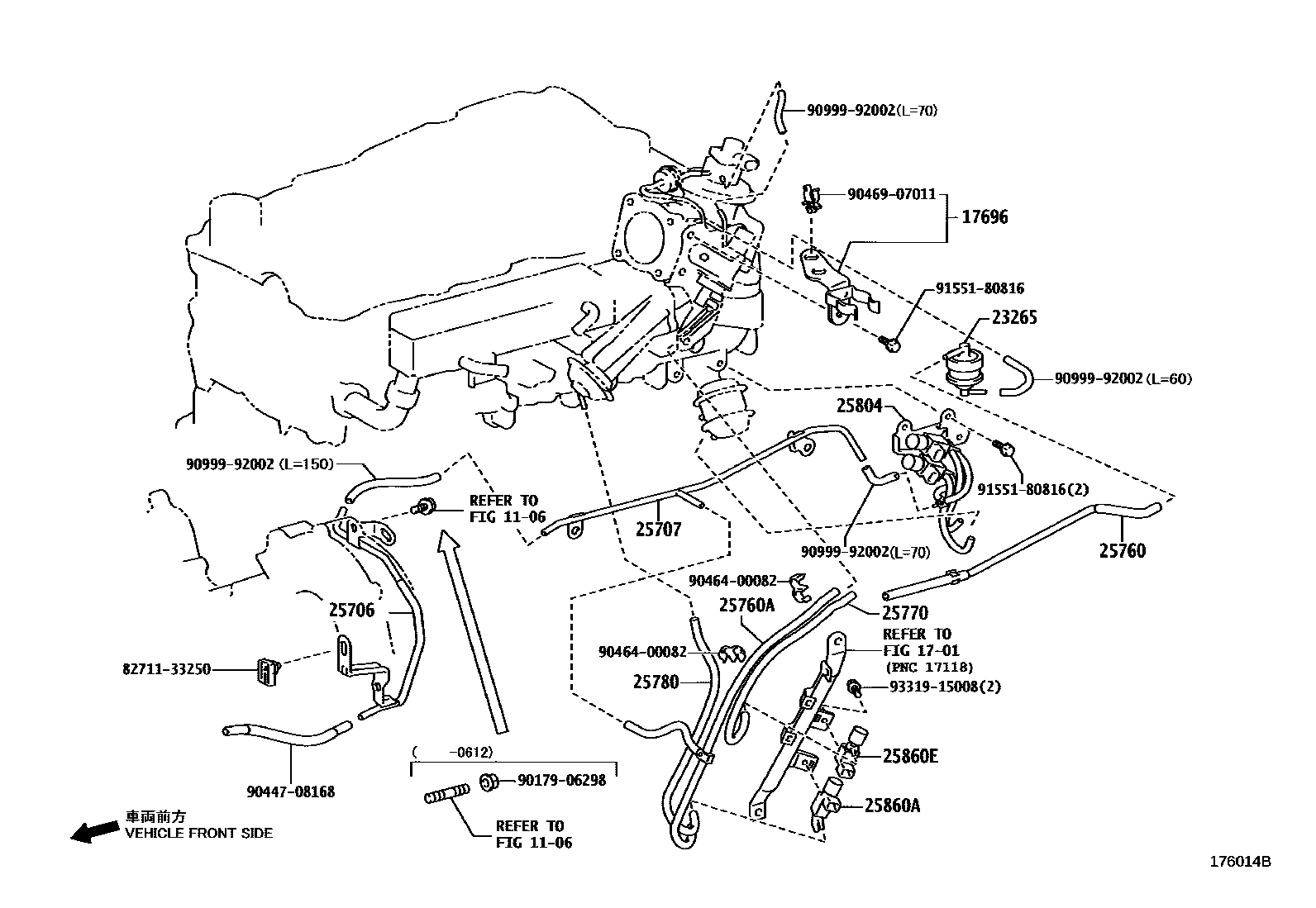 Toyota HILUX vacuum tube EPC diagram — 176014B