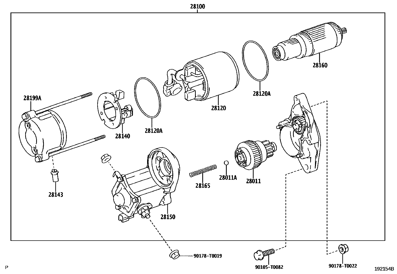 Toyota HILUX 起动机 EPC diagram — 192154B