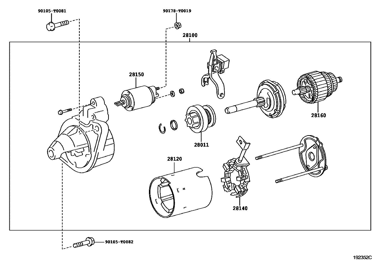 Toyota HILUX 起动机 EPC diagram — 192352C
