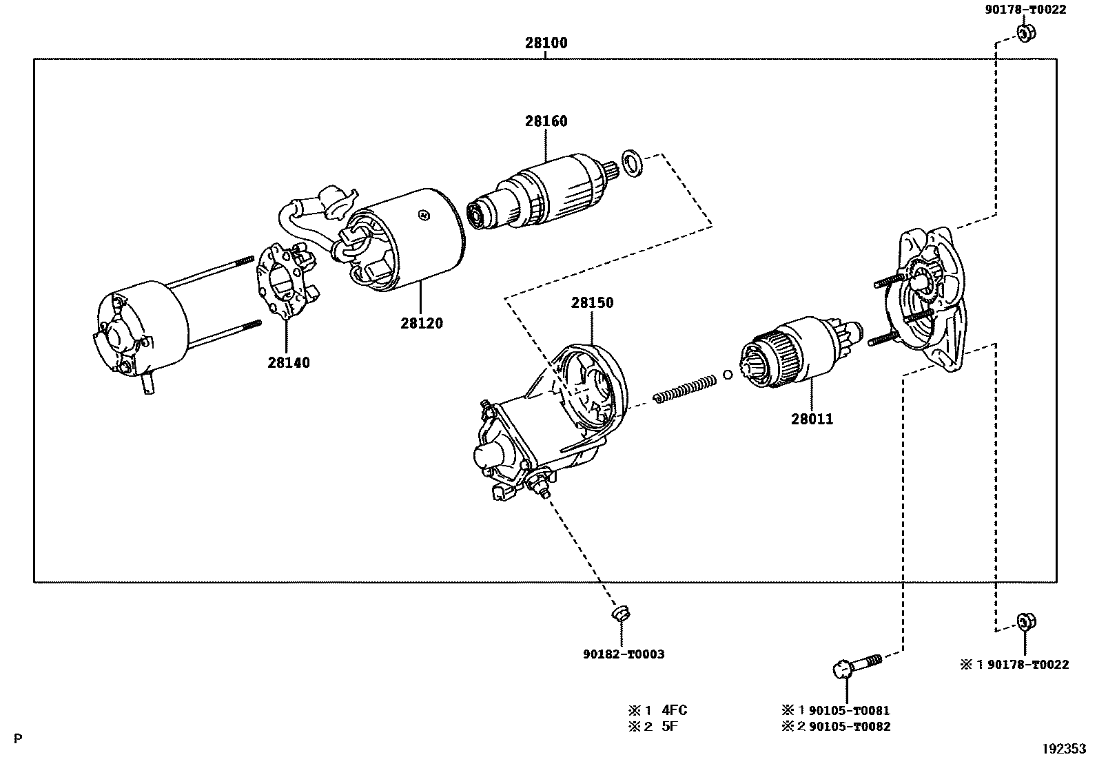 Toyota HILUX 起动机 EPC diagram — 192353