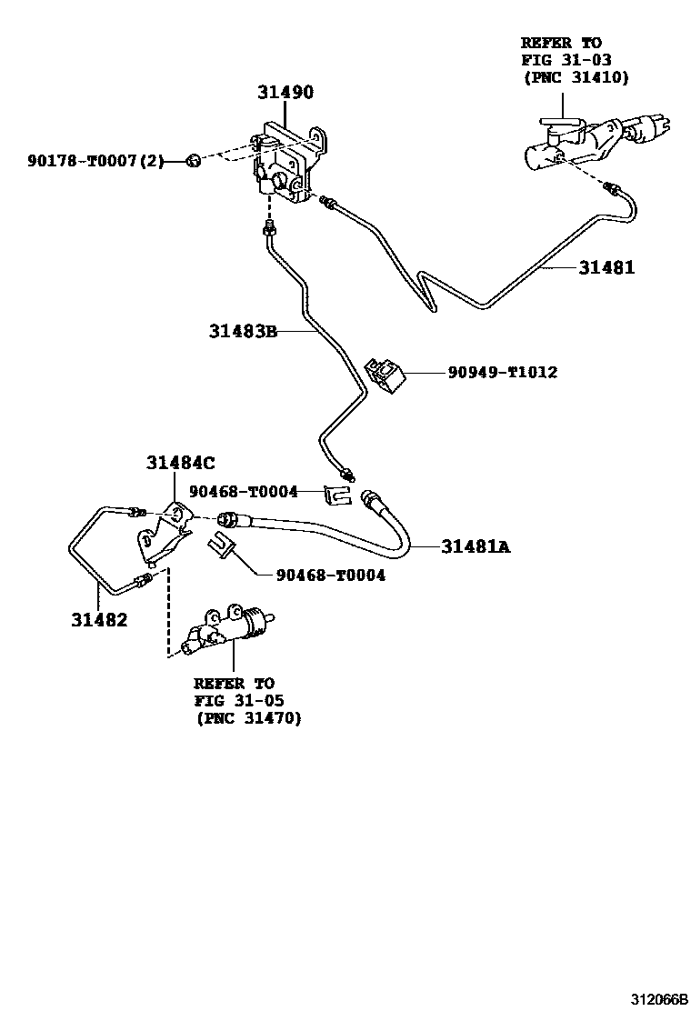 Toyota HILUX 离合器踏板和挠性软管 EPC diagram — 312066B