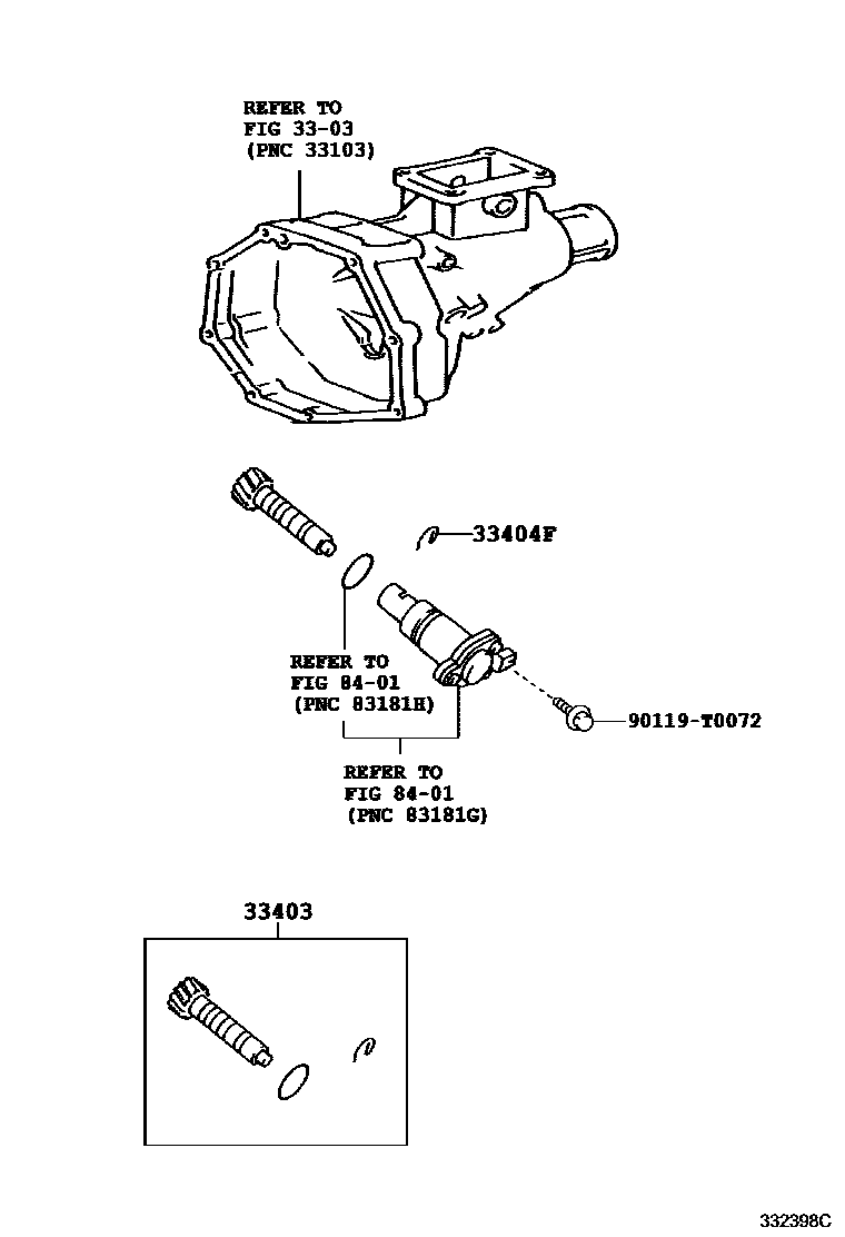 Toyota HILUX 速度表从动齿轮(MTM) EPC diagram — 332398C