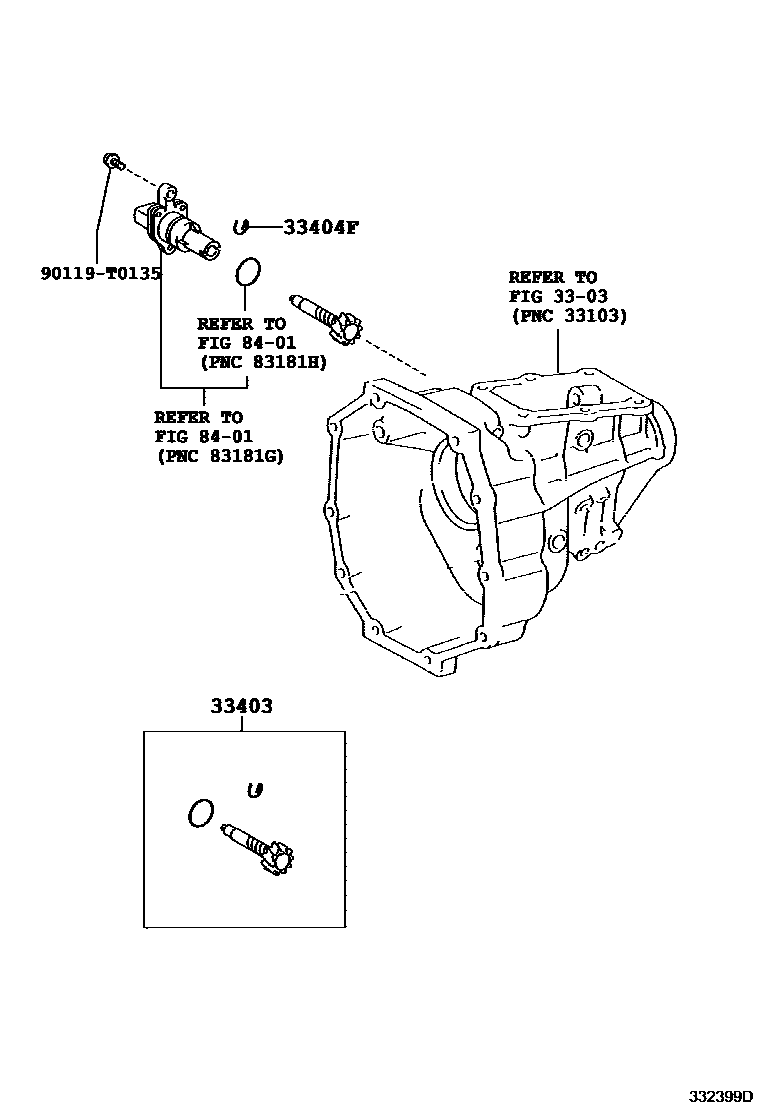 Toyota HILUX 速度表从动齿轮(MTM) EPC diagram — 332399D