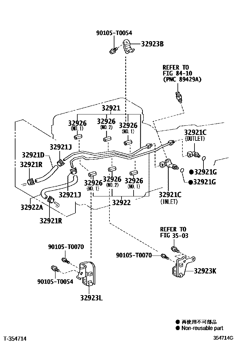 Toyota HILUX 变速器油冷却器和配管(ATM) EPC diagram — 354714G