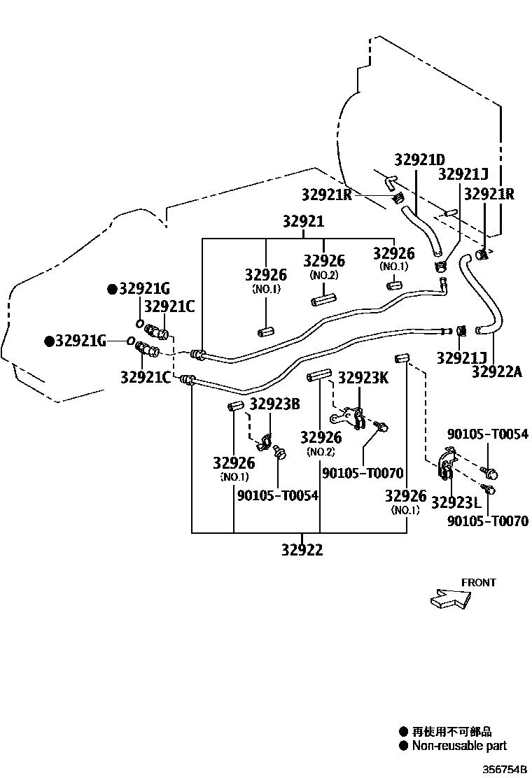 Toyota HILUX 变速器油冷却器和配管(ATM) EPC diagram — 356754B