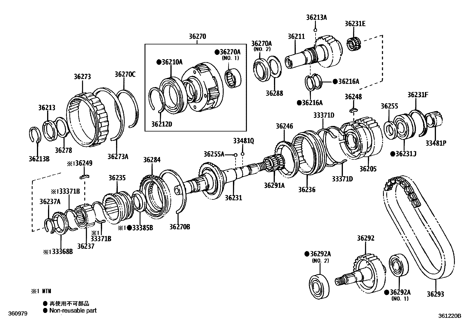 Toyota HILUX Transfer Gear EPC diagram — 361220B