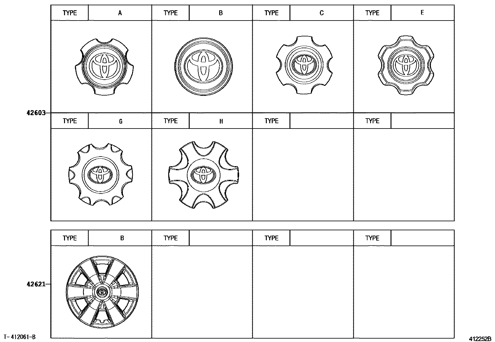 Toyota HILUX 车轮和车轮盖 EPC diagram — 412252B