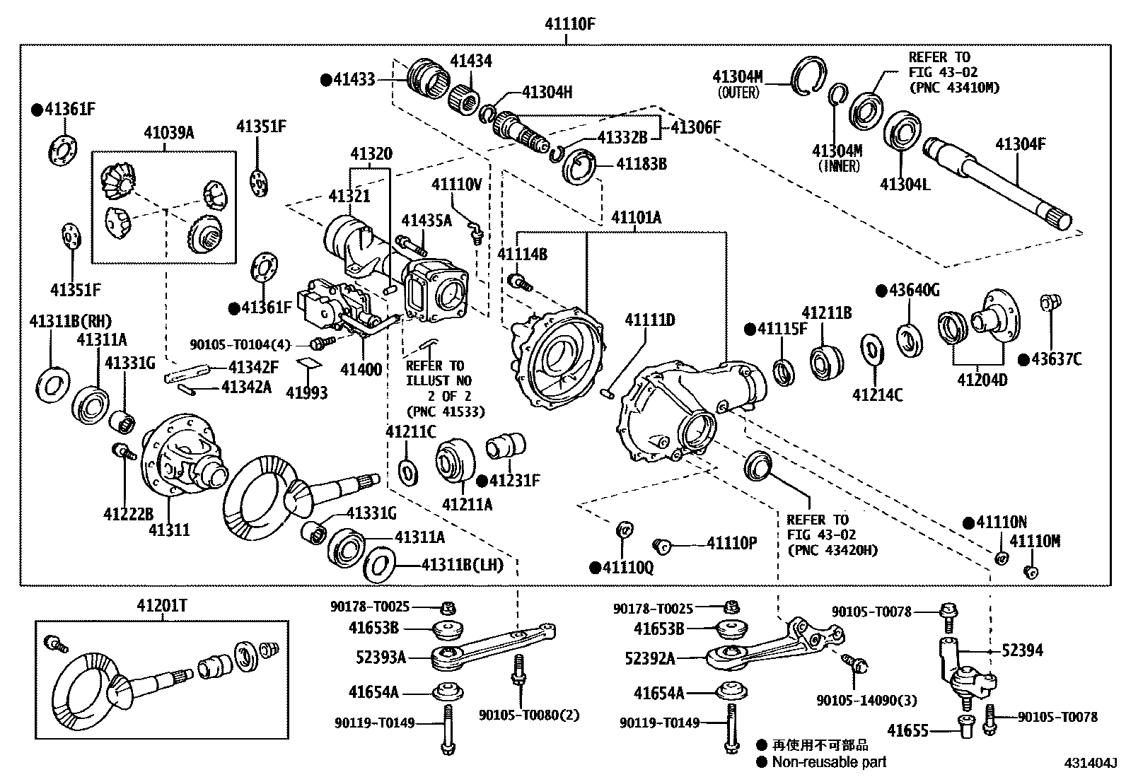 Toyota HILUX 前桥壳和差速器 EPC diagram — 431404J