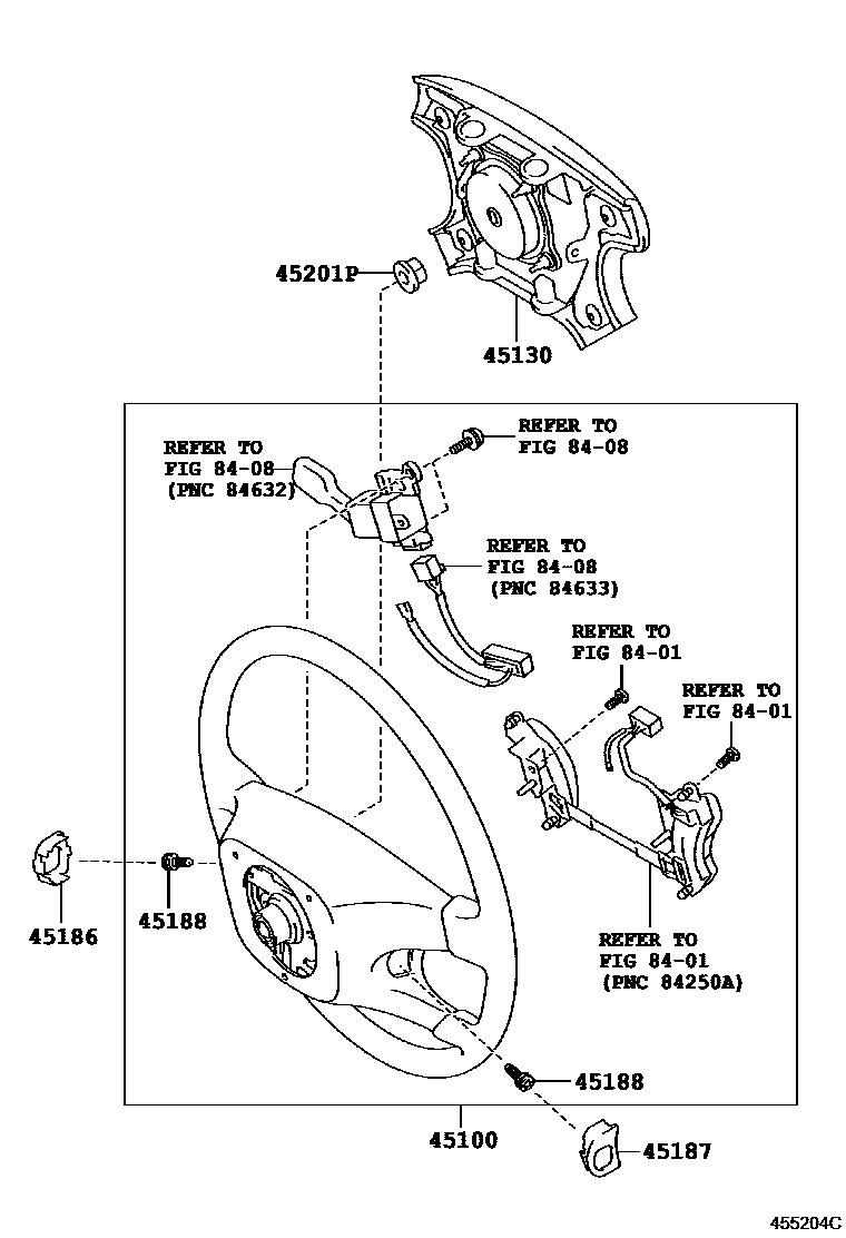 Toyota HILUX Steering Wheel EPC diagram — 455204C