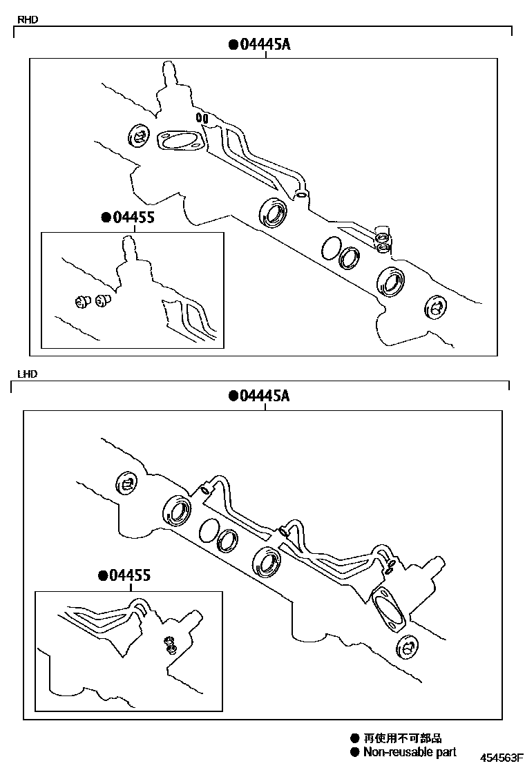 Toyota HILUX 前转向齿轮和连杆 EPC diagram — 454563F