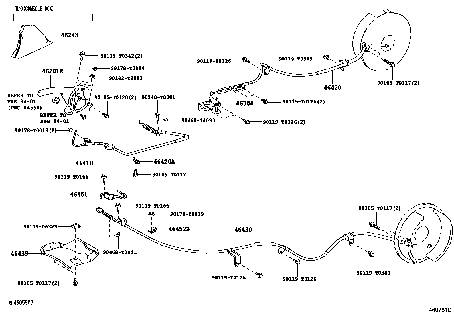 Toyota HILUX Parking Brake & Cable EPC diagram — 460761D