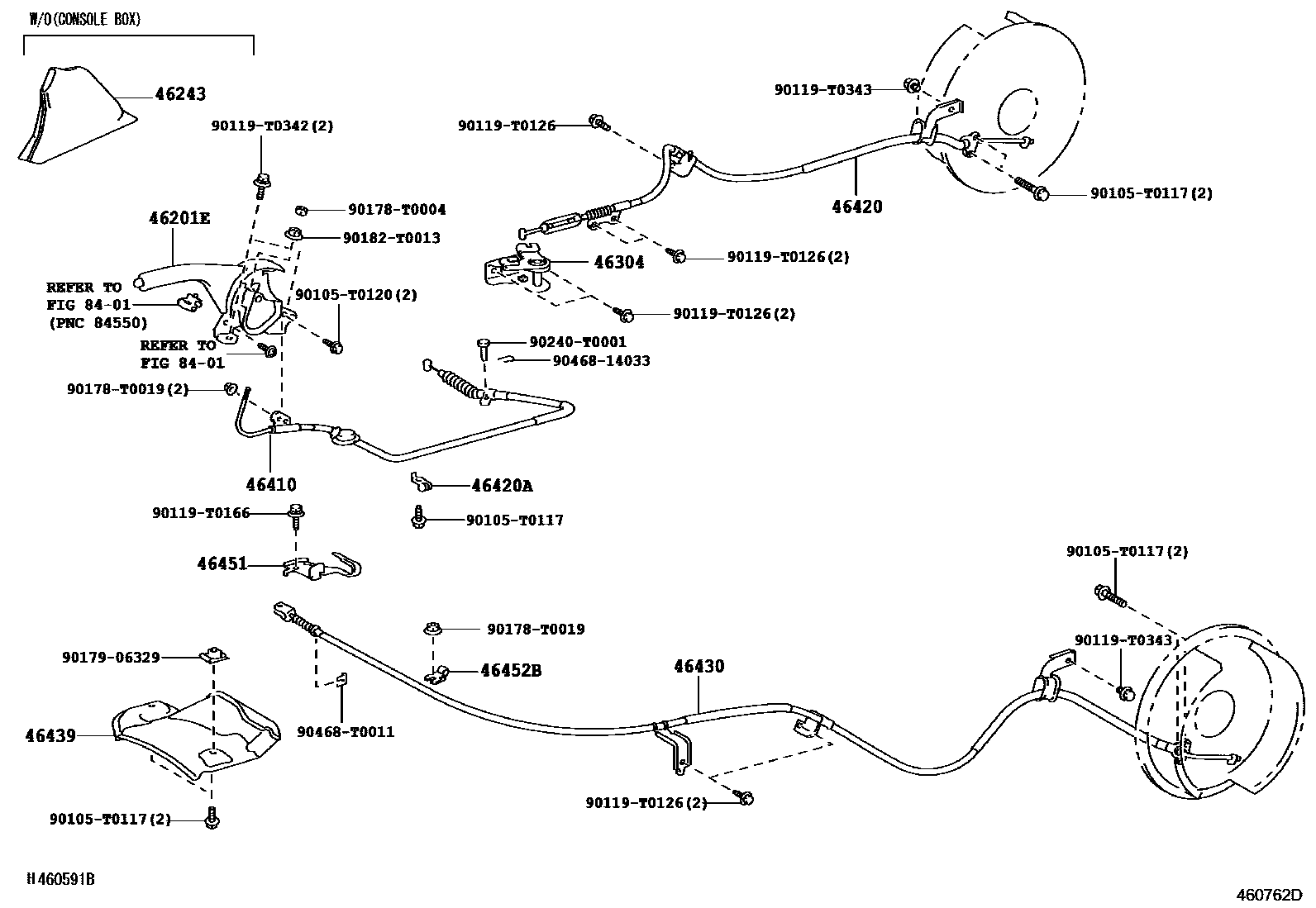 Toyota HILUX Parking Brake & Cable EPC diagram — 460762D