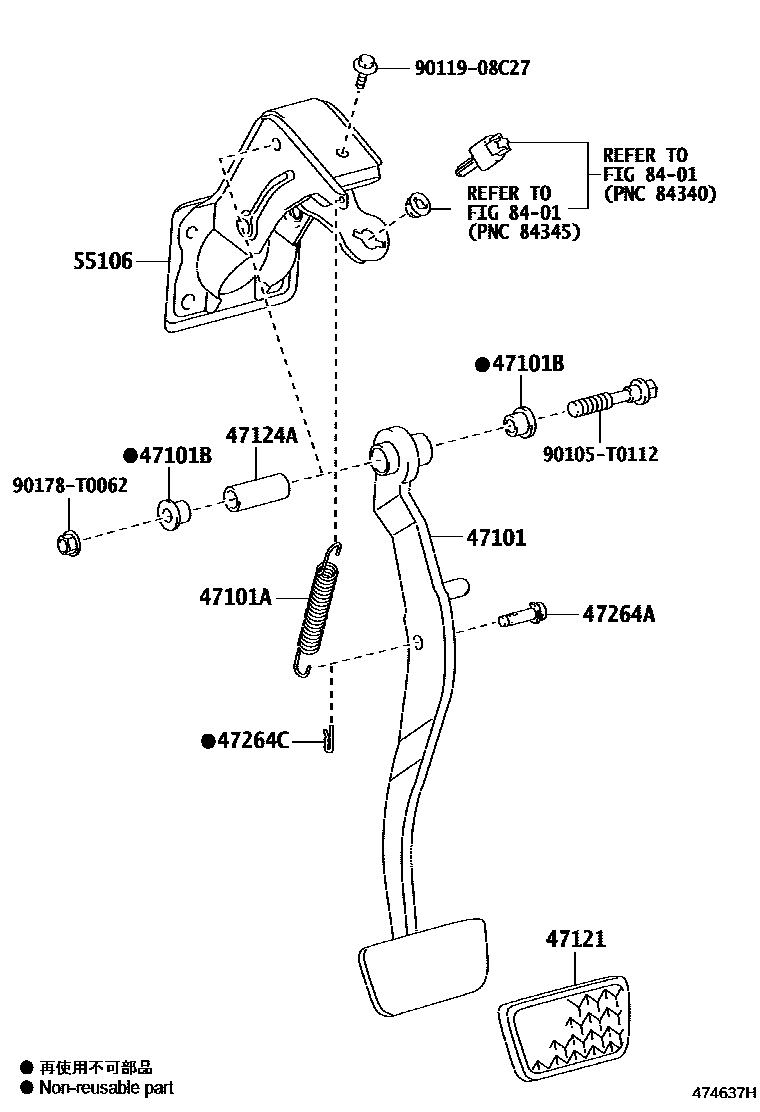 Toyota HILUX Brake Pedal & Bracket EPC diagram — 474637H
