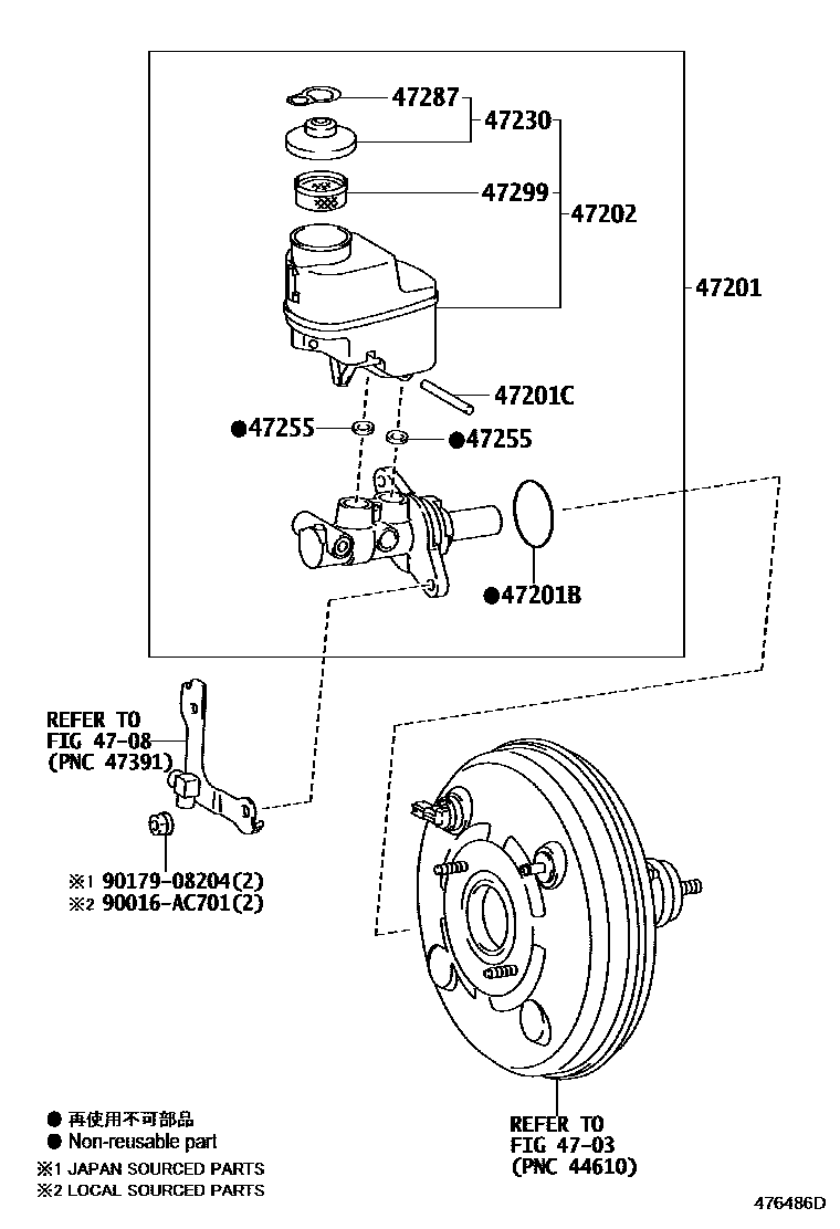 Toyota HILUX 制动总泵 EPC diagram — 476486D