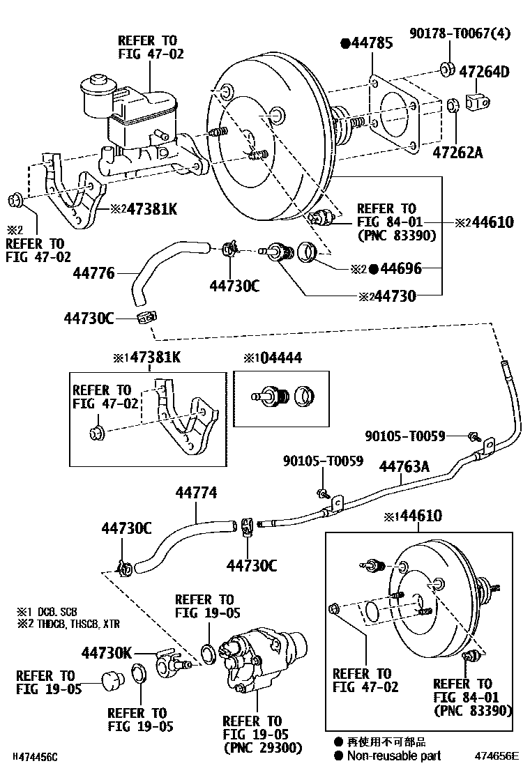 Toyota HILUX 制动助力器和真空管 EPC diagram — 474656E