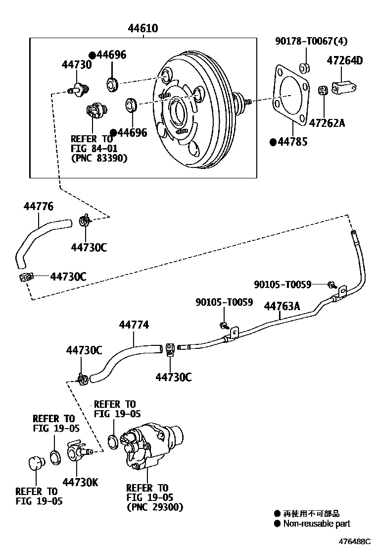 Toyota HILUX 制动助力器和真空管 EPC diagram — 476488C