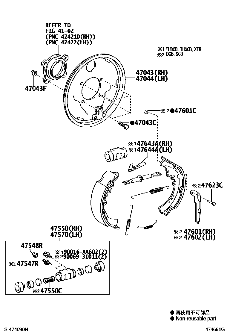 Toyota HILUX 后鼓式制动器分泵和底板 EPC diagram — 474661G
