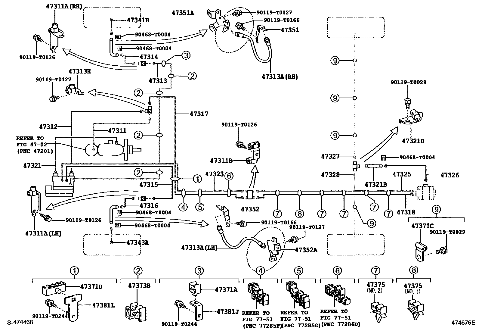 Toyota HILUX 制动配管和卡箍 EPC diagram — 474676E