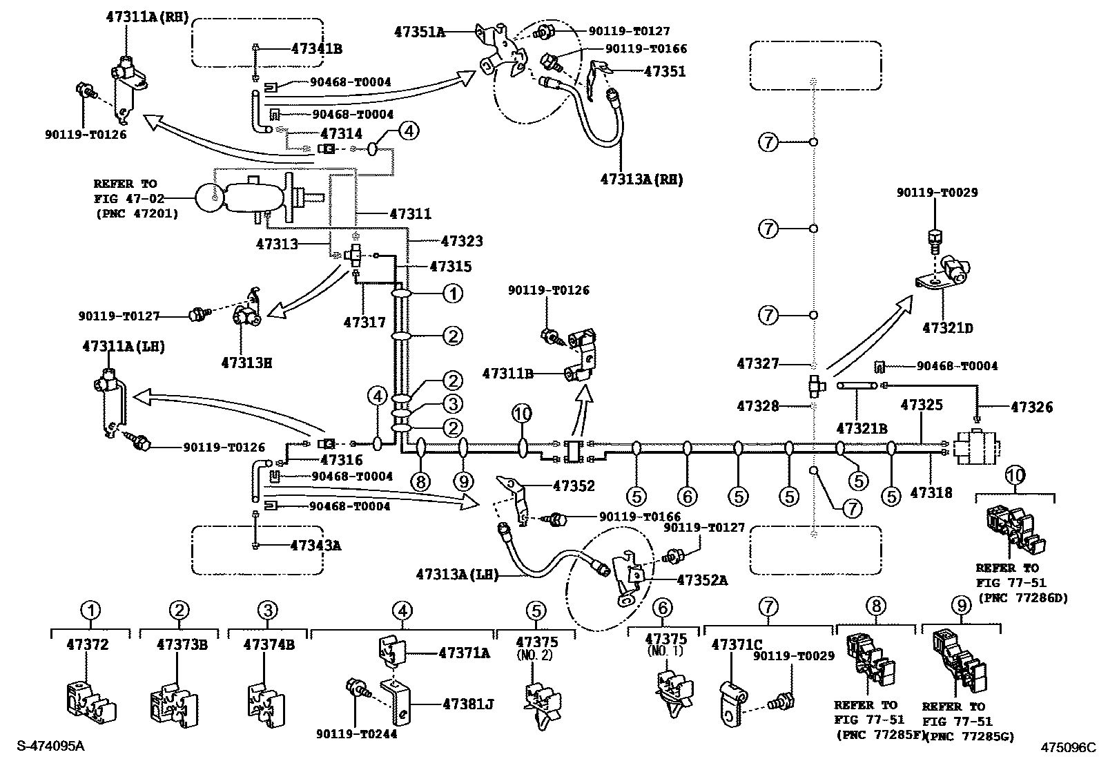 Toyota HILUX 制动配管和卡箍 EPC diagram — 475096C