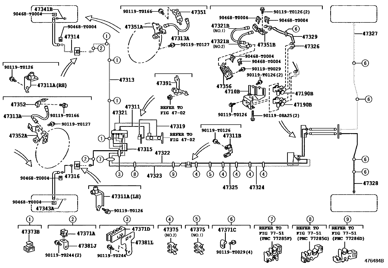 Toyota HILUX 制动配管和卡箍 EPC diagram — 476484B