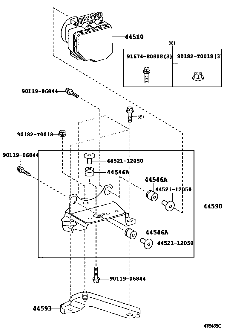 Toyota HILUX 制动配管和卡箍 EPC diagram — 476485C