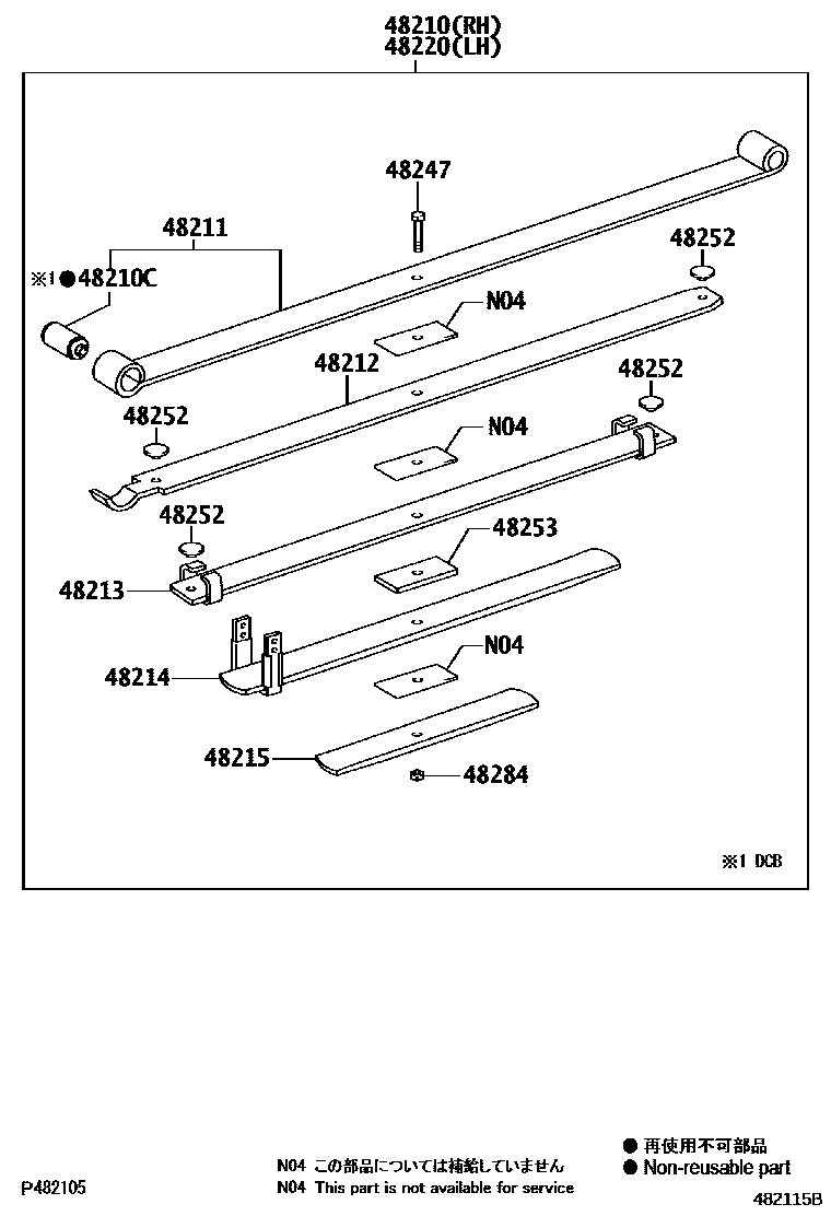 Toyota HILUX Rear Spring & Shock Absorber EPC diagram — 482115B
