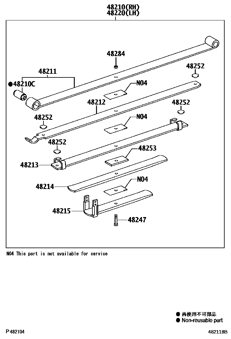 Toyota HILUX Rear Spring & Shock Absorber EPC diagram — 482118B