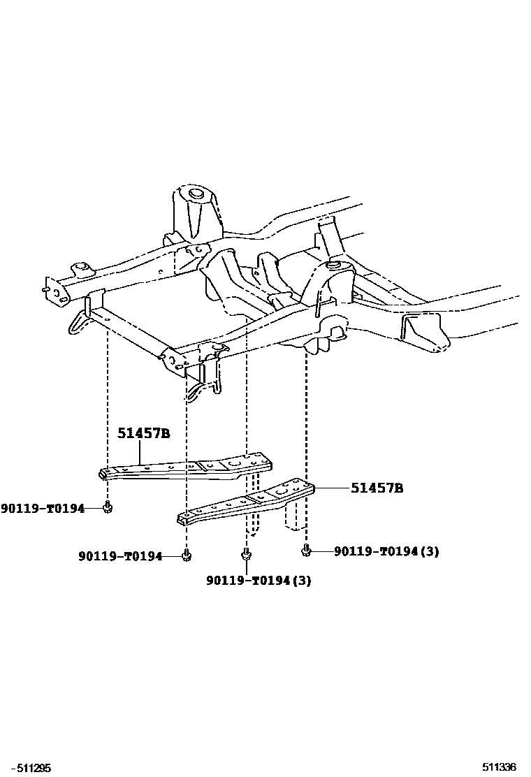 Toyota HILUX 悬架横梁和发动机底罩 EPC diagram — 511336