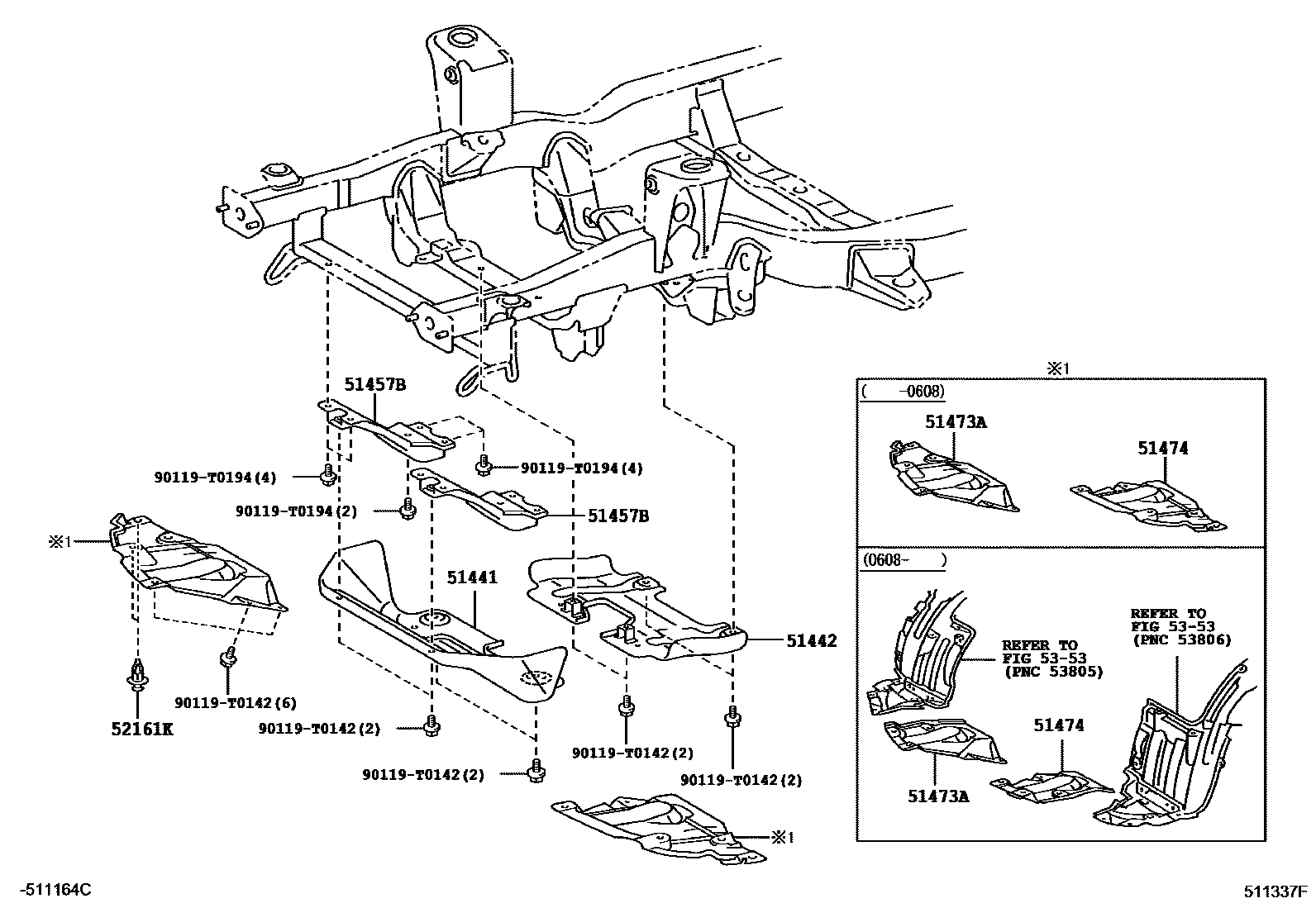 Toyota HILUX 悬架横梁和发动机底罩 EPC diagram — 511337F