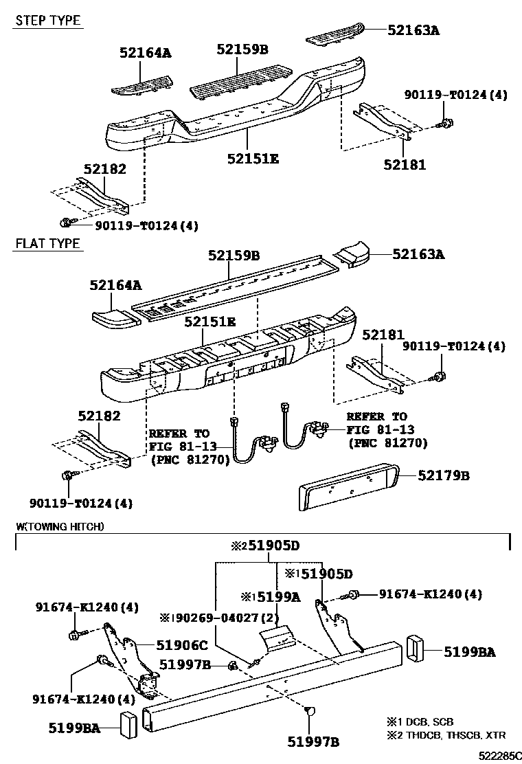 Toyota HILUX 后保险杠及附件 EPC diagram — 522285C