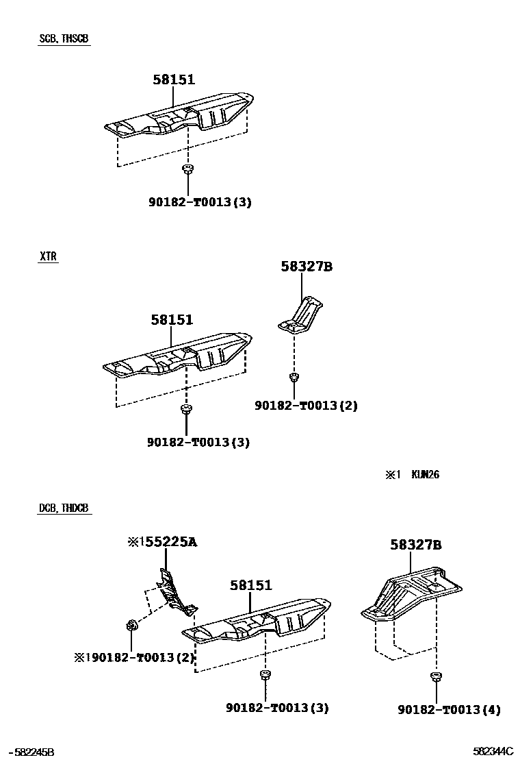 Toyota HILUX 地板隔热垫 EPC diagram — 582344C
