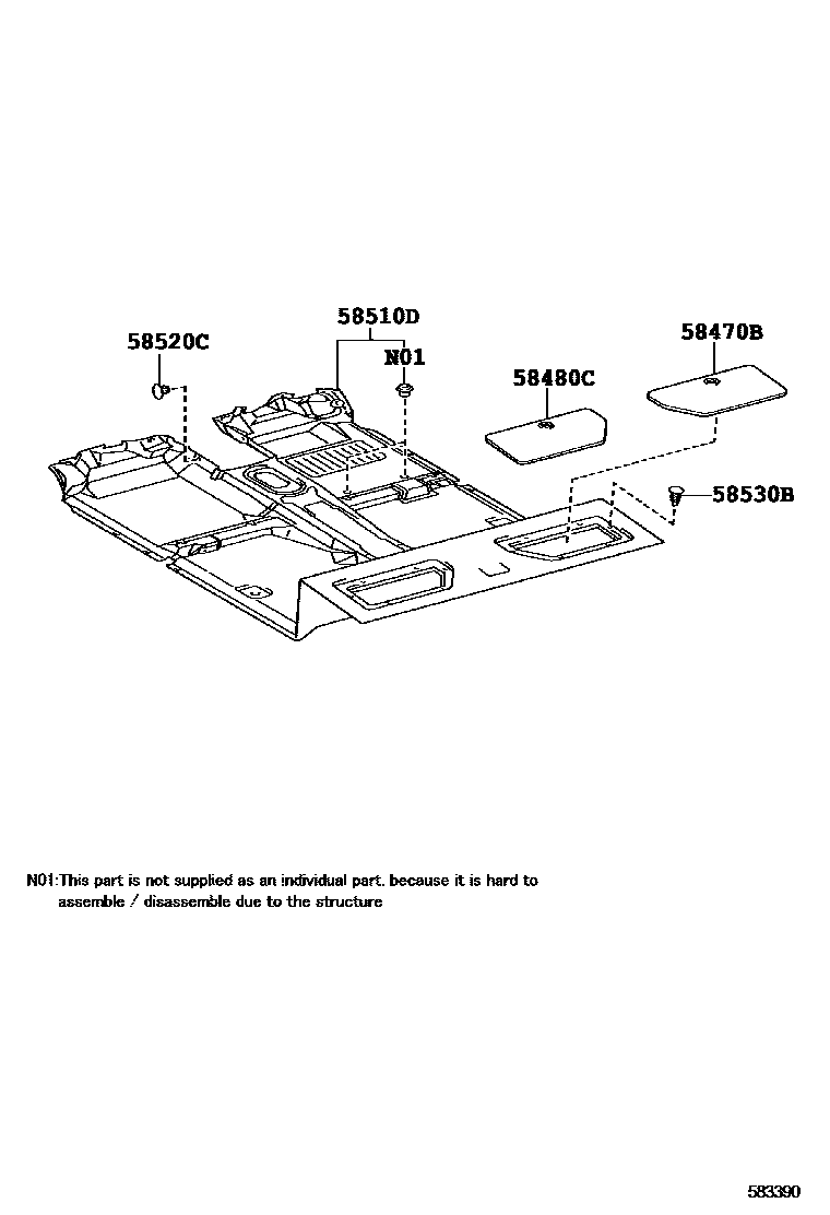 Toyota HILUX 地板垫和消声垫 EPC diagram — 583390