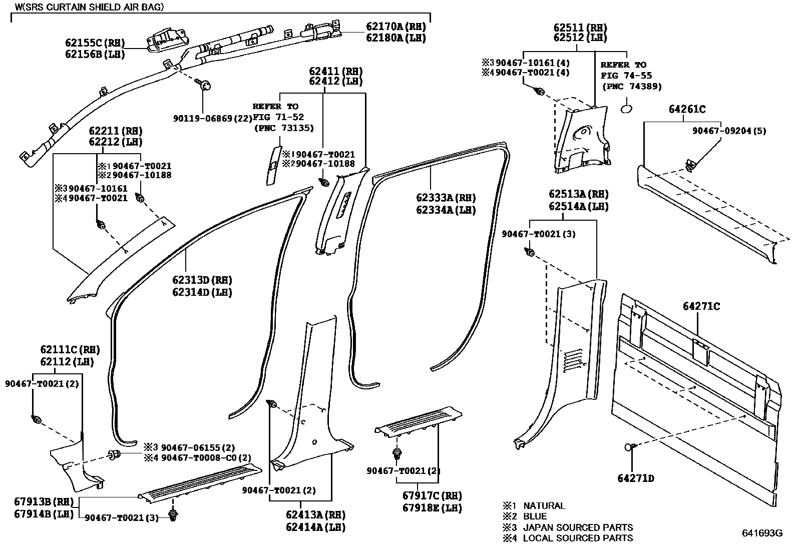Toyota HILUX 车内装饰板 EPC diagram — 641693G