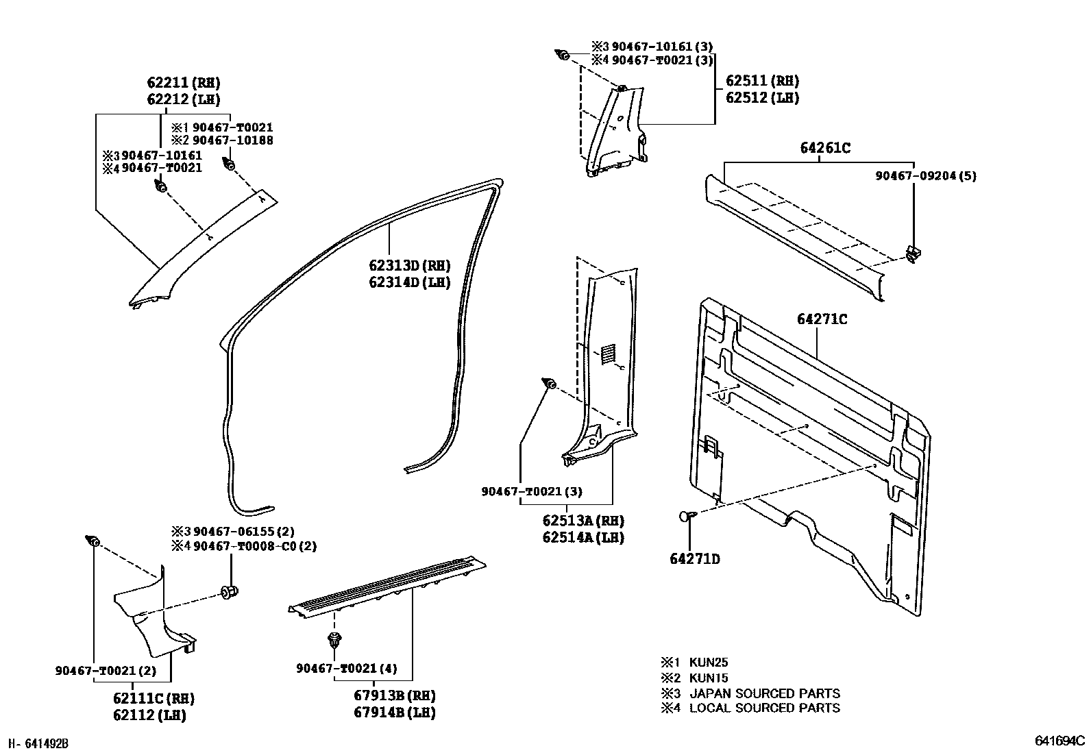 Toyota HILUX 车内装饰板 EPC diagram — 641694C