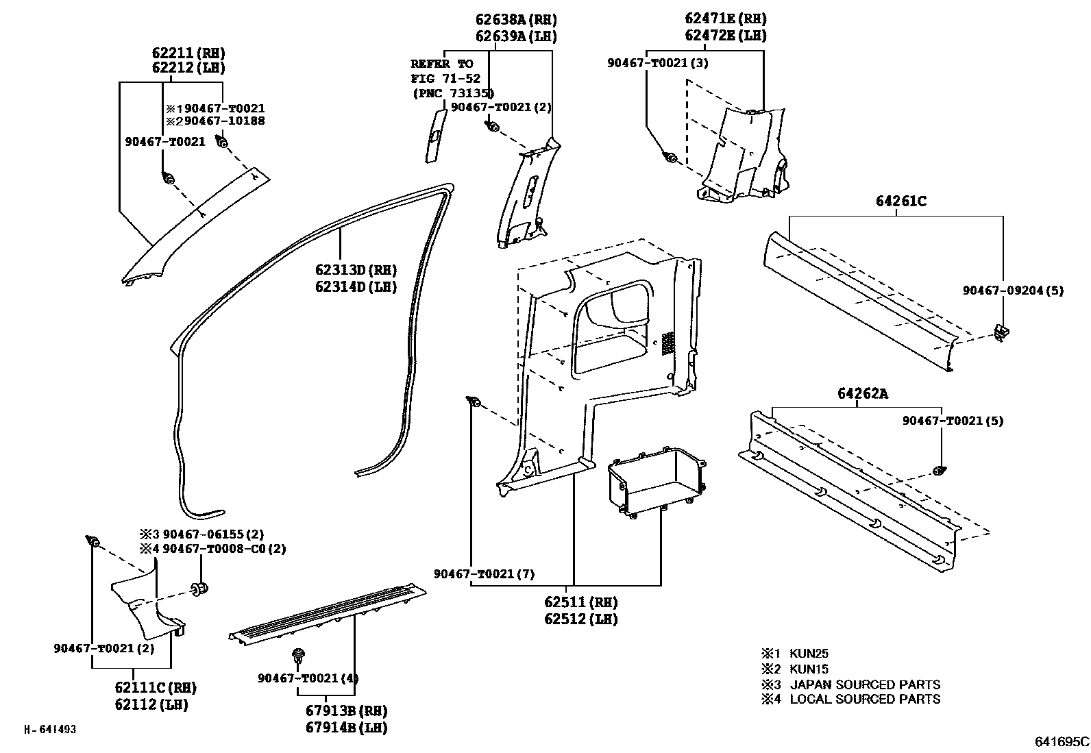 Toyota HILUX 车内装饰板 EPC diagram — 641695C