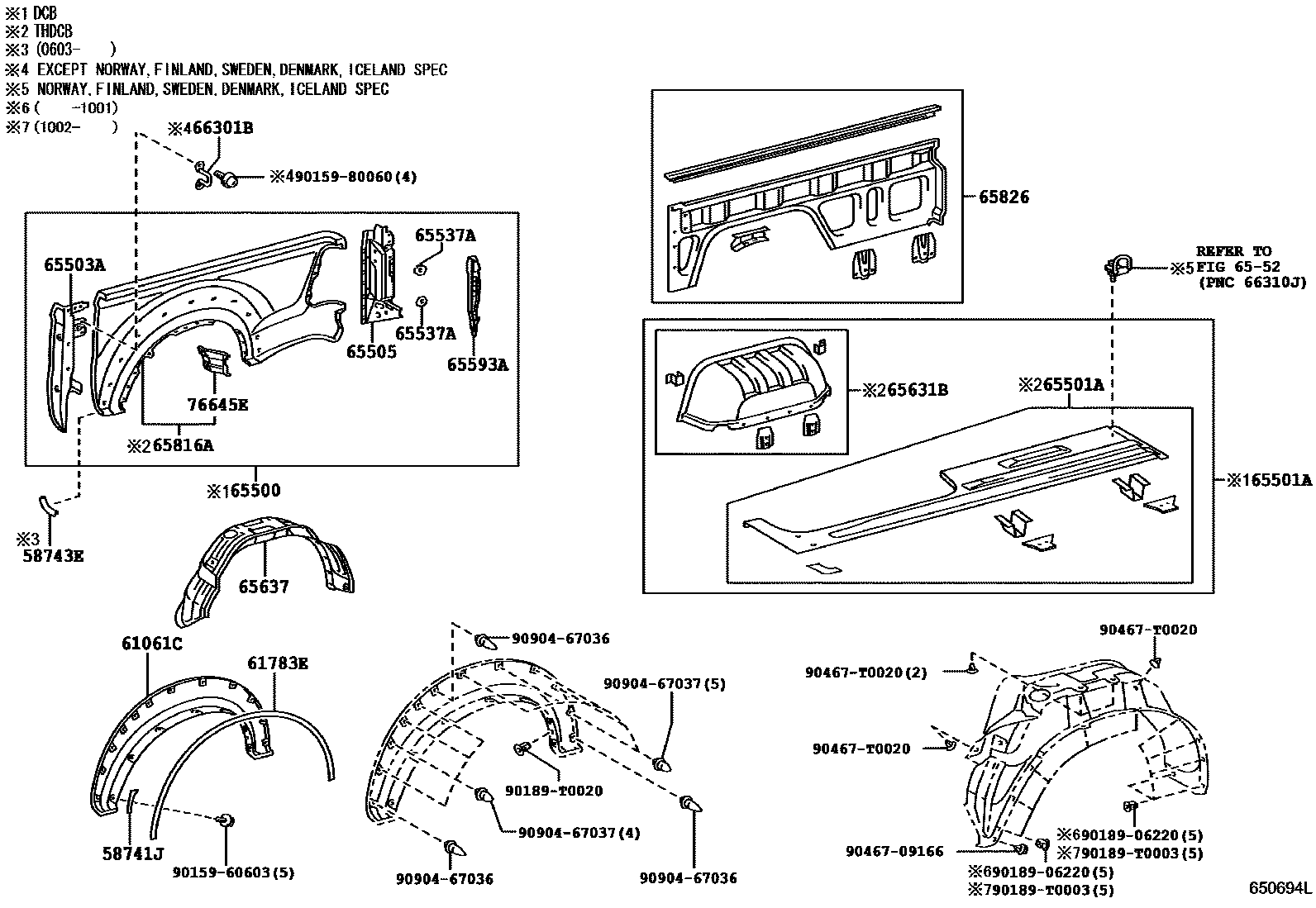 Toyota HILUX 后车身侧面板 EPC diagram — 650694L