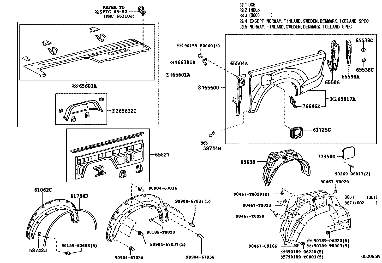 Toyota HILUX 后车身侧面板 EPC diagram — 650695N