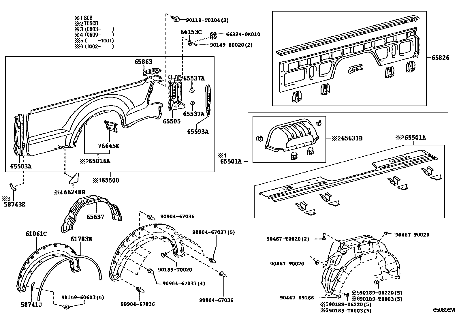 Toyota HILUX 后车身侧面板 EPC diagram — 650696M