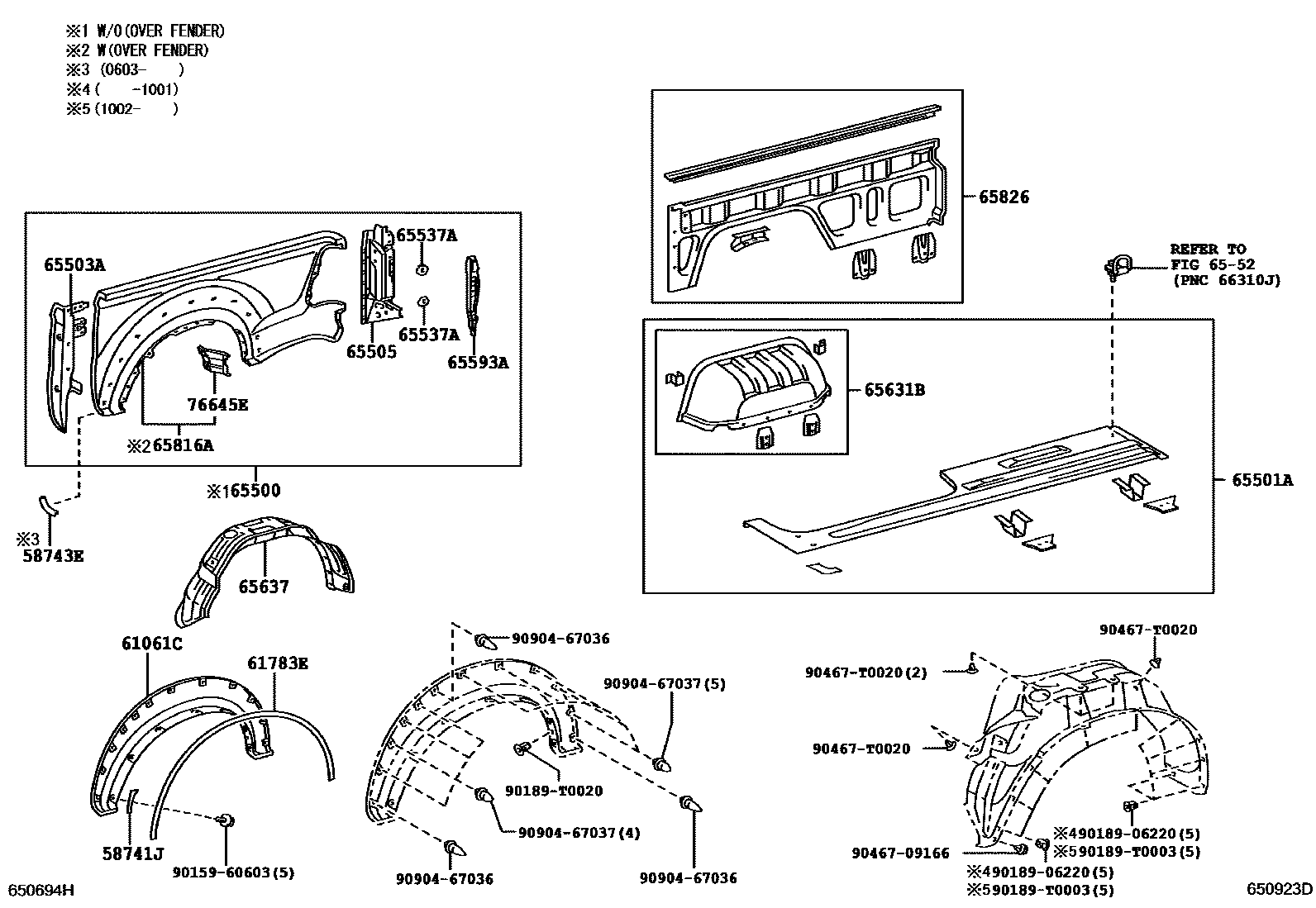 Toyota HILUX 后车身侧面板 EPC diagram — 650923D