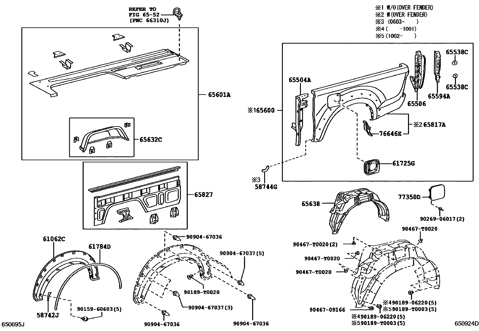 Toyota HILUX 后车身侧面板 EPC diagram — 650924D