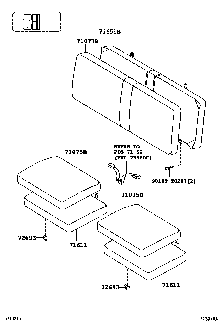 Toyota HILUX 座椅和座椅滑轨 EPC diagram — 713976A
