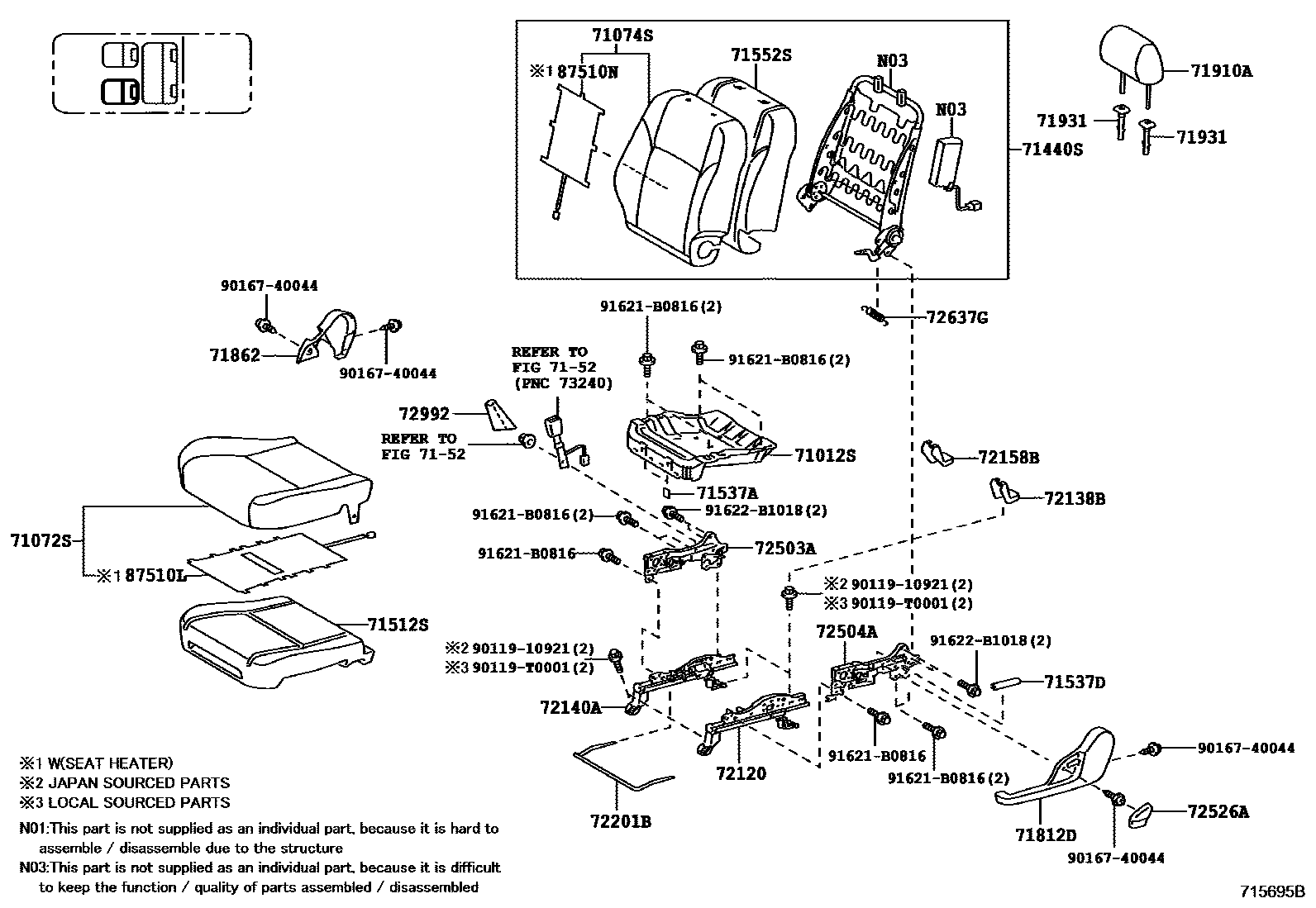 Toyota HILUX 座椅和座椅滑轨 EPC diagram — 715695B