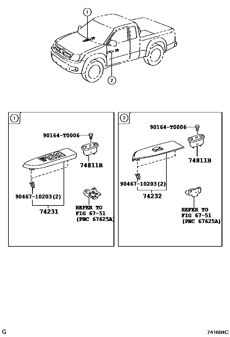 Toyota HILUX 扶手和遮阳板 EPC diagram — 741684C